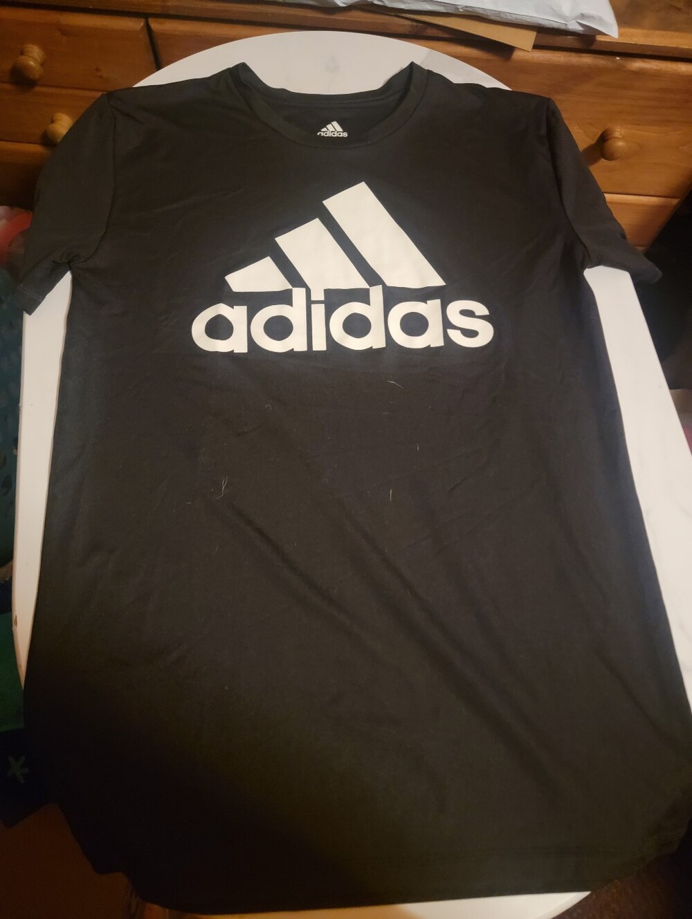 adidas Black Short Sleeve Tee with White Trefoil Logo